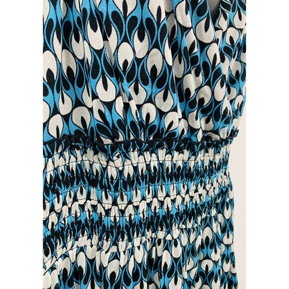INC International Concept Dress Fit Flare Plus Size 1X V-Neck Blue Black B82 - Picture 4 of 8